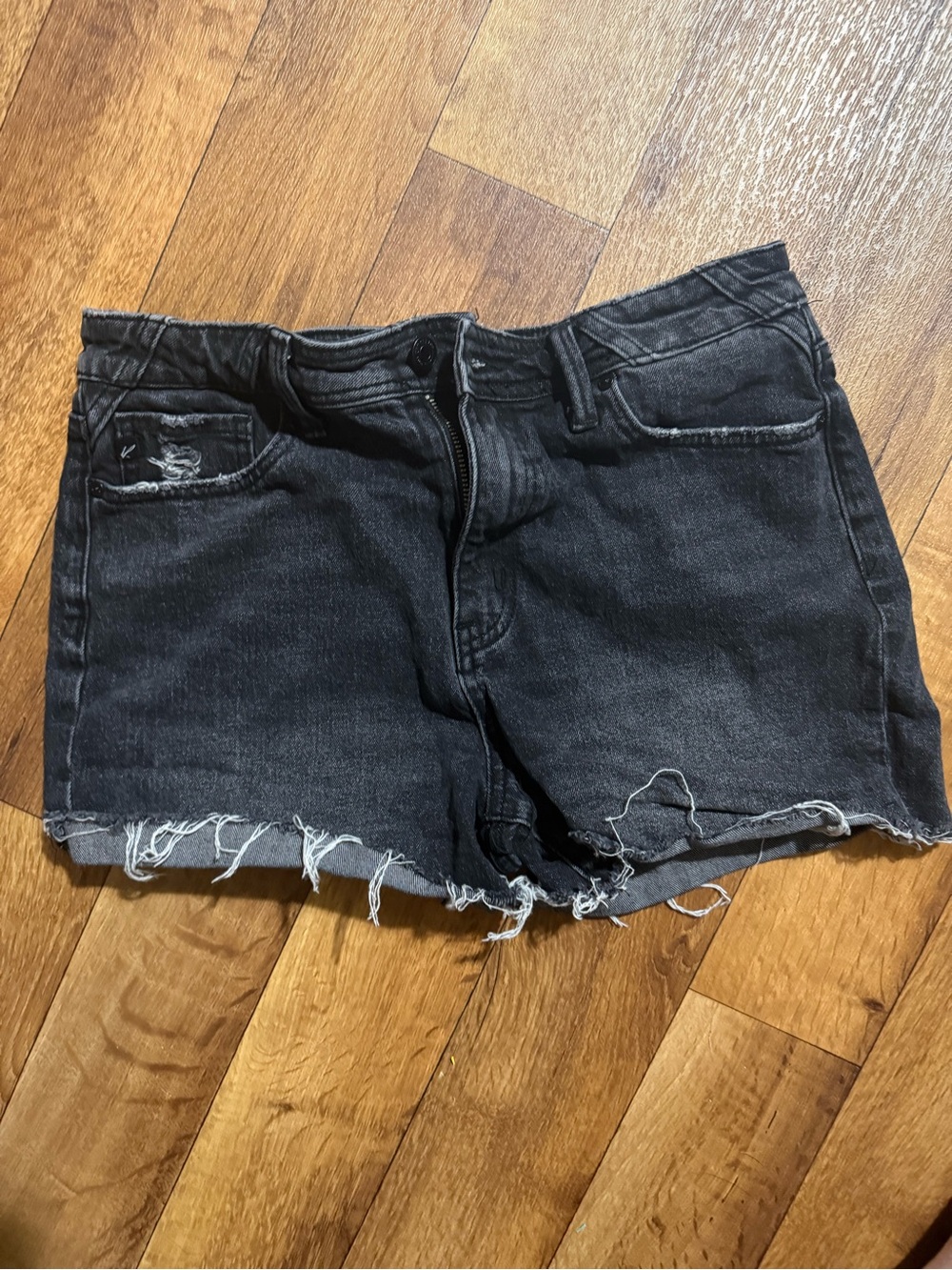 KanCan Black Distressed Frayed Hem Denim Shorts